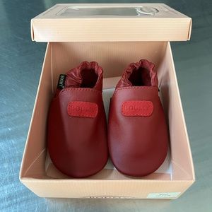 Boumy Leather Baby Booties - Color: Red